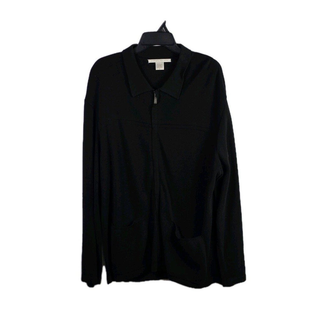 Perry Ellis Men's XL Black Full Zip‎ Cardigan Long Sleeve Sweater